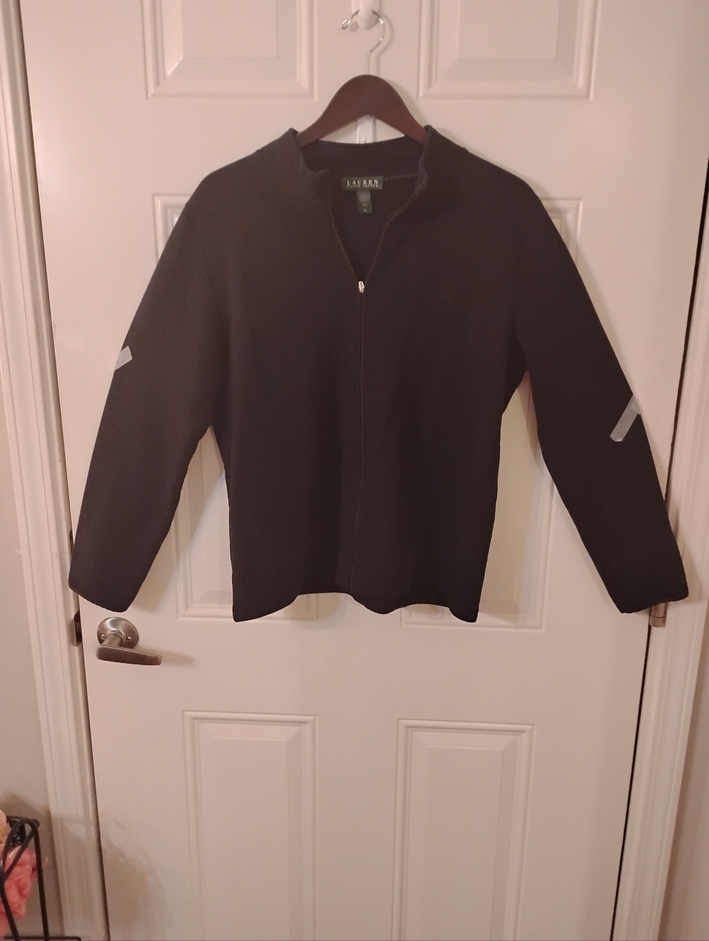 Lauren Ralph Lauren Men’s Black Full-Zip Knit Jacket with Reflective Accents